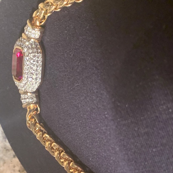 ♥️SWAROVSKI CHAIN NECKLACE GARNET CRYSTAL PENDANT✨ - Picture 7 of 15